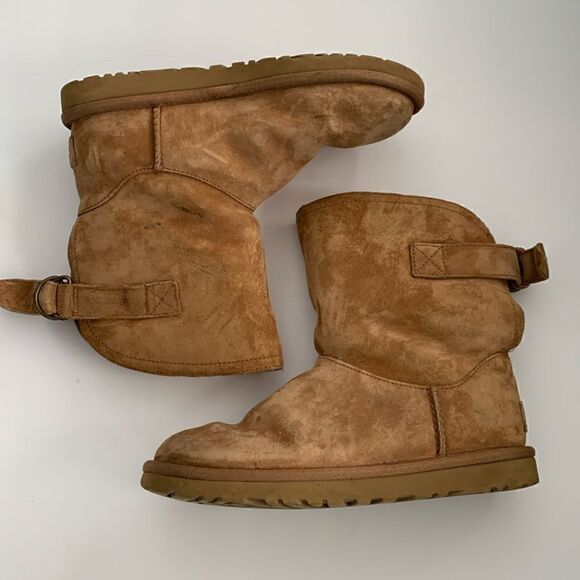 UGG Remora chestnut suede leather ankle boots shearling wool lined size 6 - Picture 1 of 9